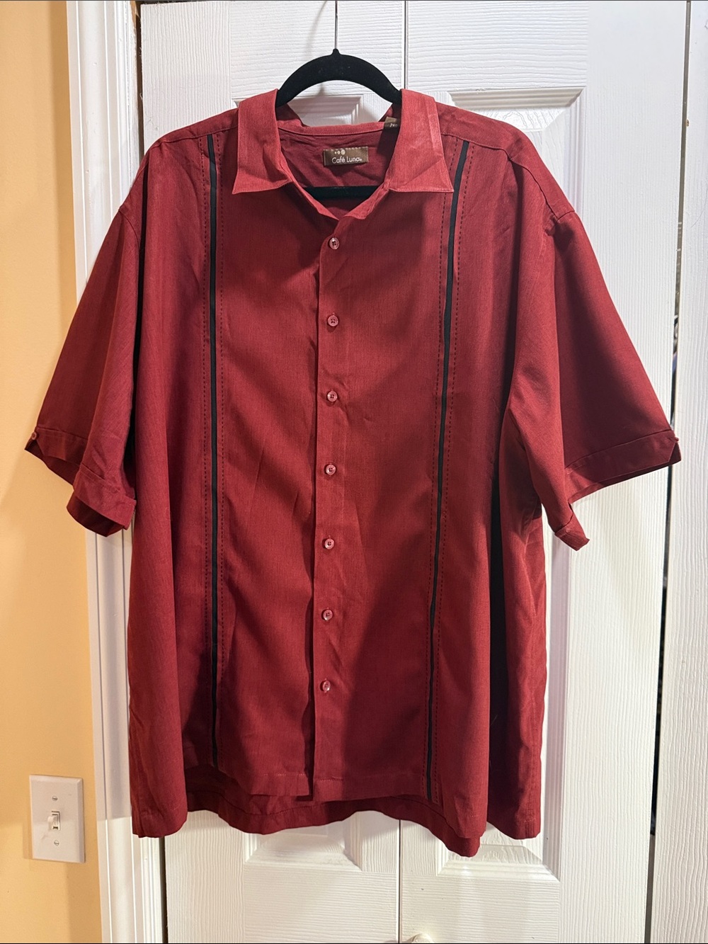 Men's Short Sleeve Button-Down Shirt in Deep Red by Cole London